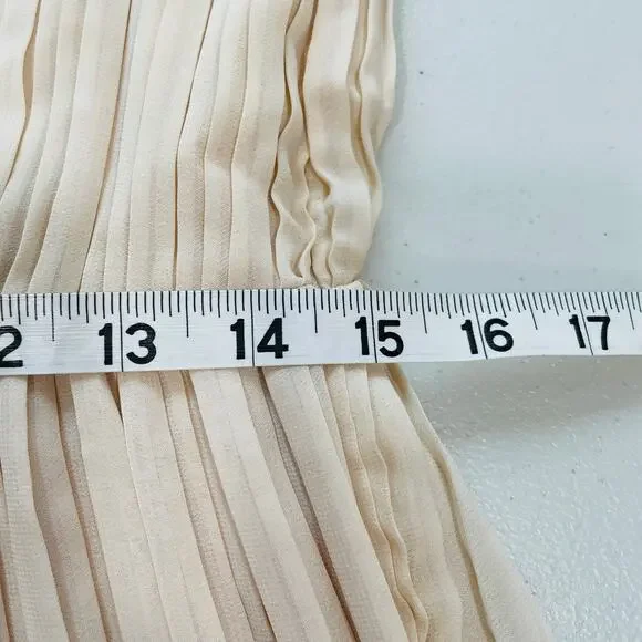 ASOS Cream Pleated Faux Wrap Bodice Sleeveless Grecian Dress Fit & Flare 6 - Picture 12 of 13